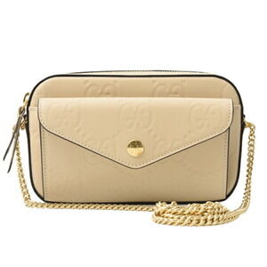 GUCCI Cream Leather Shoulder Bag